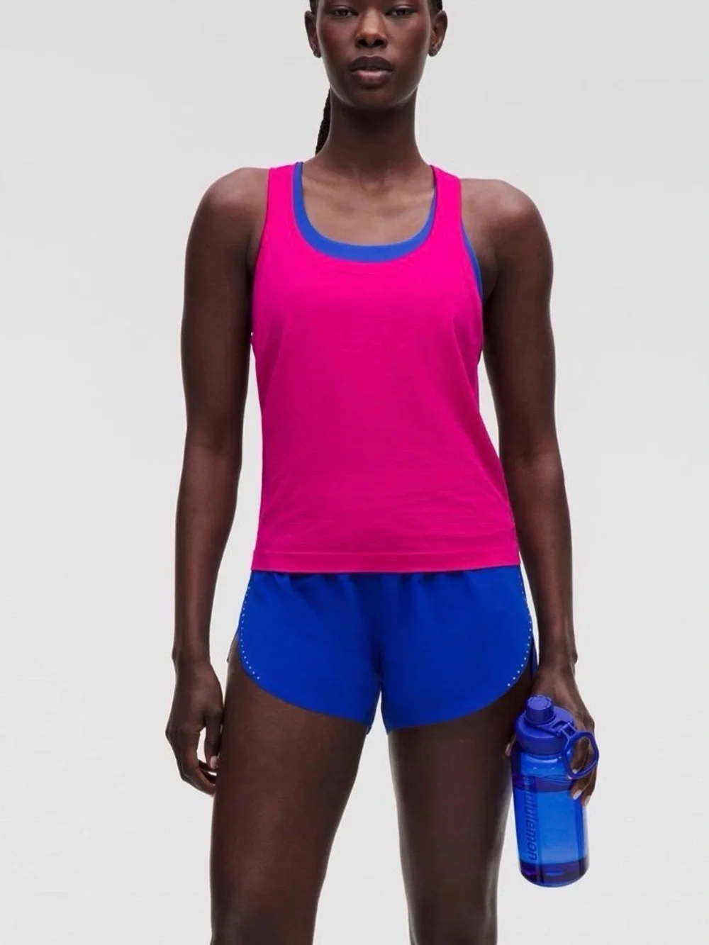 lululemon athletica Pink Racerback Tank with Blue Trim